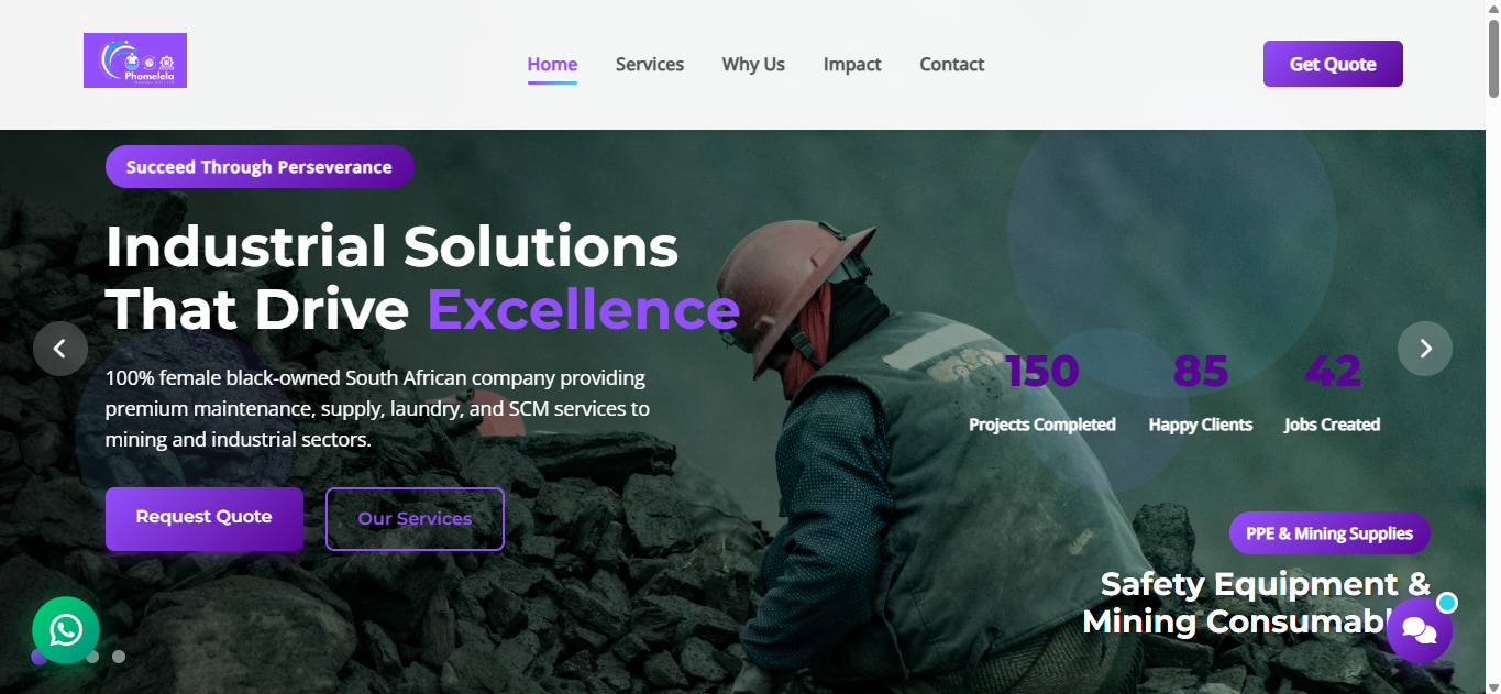 Phomelela Industrial Solutions Website